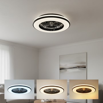 himmennettävä LED-kattovalaisin tuulettimella VENTELUX LED/48W/230V 3000/4000/6500K halkaisija 48,5 cm musta + kaukosäädin