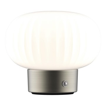 Himmennettävä LED-kosketuspöytävalaisin LATTE LED/1,8W/5V USB 2000 mAh mattakromi/valkoinen