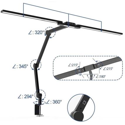 LED Himmennettävä kosketus flexible pöytävalaisin LED/24W/230V 3000-6500K CRI 92 musta