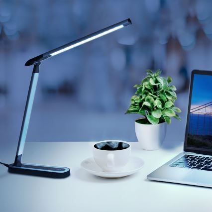 Himmennettävä LED-kosketuspöytävalaisin MADERA LED/7W/230V USB musta