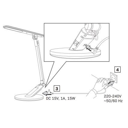 Himmennettävä LED-kosketuspöytävalaisin OPTIMUM LED/7W/230V USB 3000/4000/6000K valkoinen