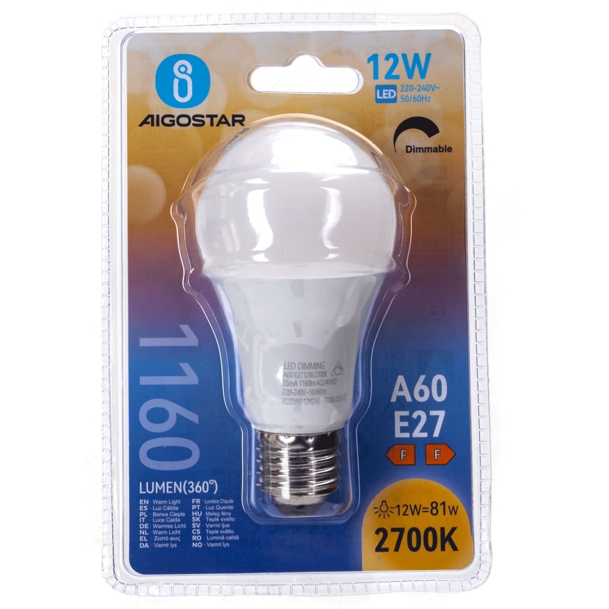 Himmennettävä LED-lamppu A60 E27/12W/230V 2700K - Aigostar