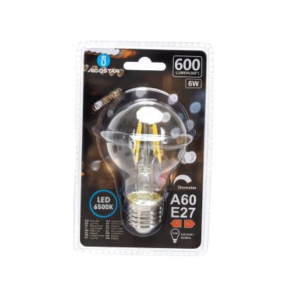 Himmennettävä LED-lamppu FILAMENT A60 E27/6W/230V 6500K - Aigostar