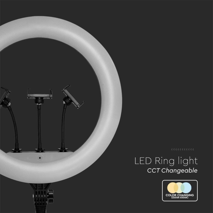 Himmennettävä LED-lamppu jalustalla ja pidikkeellä vloggaukseen LED/55W/230V CRI 90 + kaukosäädin