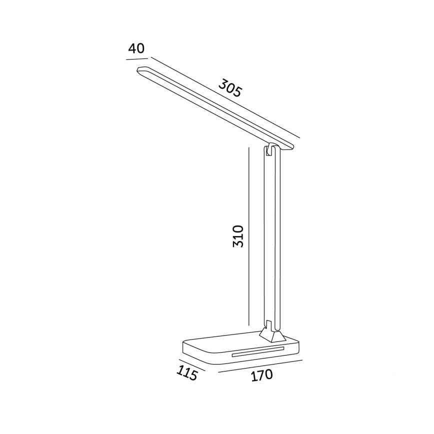 Himmennettävä LED-pöytävalaisin langattomalla latauksella QI, näyttö ja USB-portti LED/7W/230V 3000-6000K valkoinen
