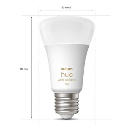 Himmennettävä LED-lamppu Philips Hue WHITE AMBIANCE E27/8W/230V 2200-6500K