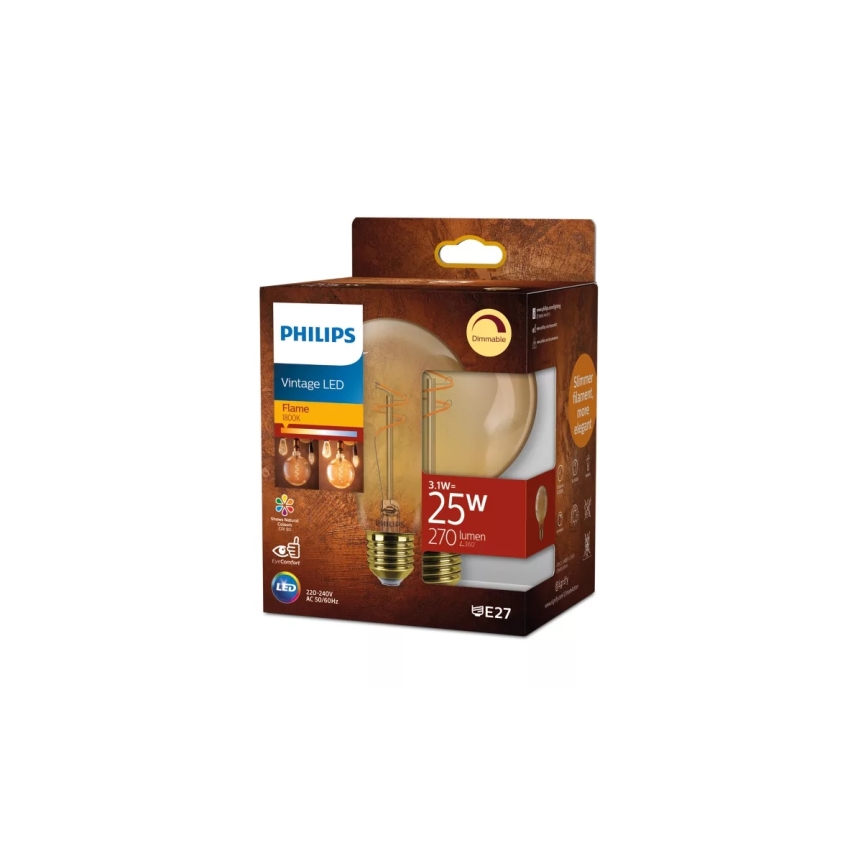 Himmennettävä LED-lamppu VINTAGE Philips G95 E27/3,1W/230V 1800K