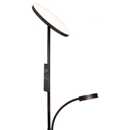 LED-himmennettävä lattiavalaisin NORA LED/25W/230V 2200/3000/4000K + LED/5W 3000K musta + kaukosäädin