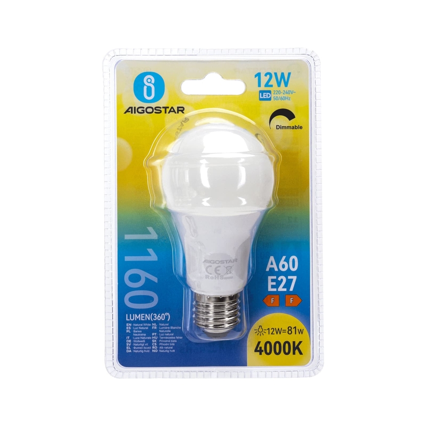 Himmennettävä LED-polttimo A60 E27/12W/230V 4000K - Aigostar