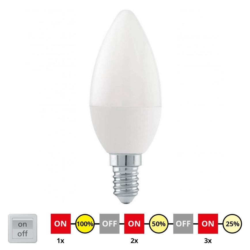 Himmennettävä LED-polttimo C37 E14/6W/230V 3000K - STEPDIMMING - Eglo 54834