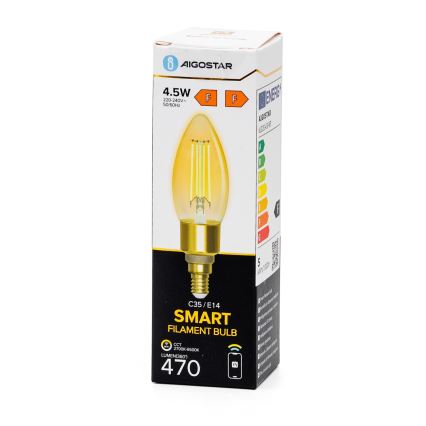 Himmennettävä LED-polttimo FILAMENT C35 E14/4,5W/230V 2700-6500K Wi-Fi - Aigostar
