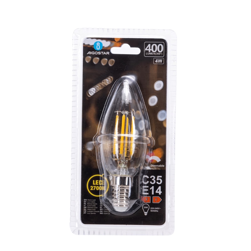 Himmennettävä LED-polttimo FILAMENT C35 E14/4W/230V 2700K - Aigostar