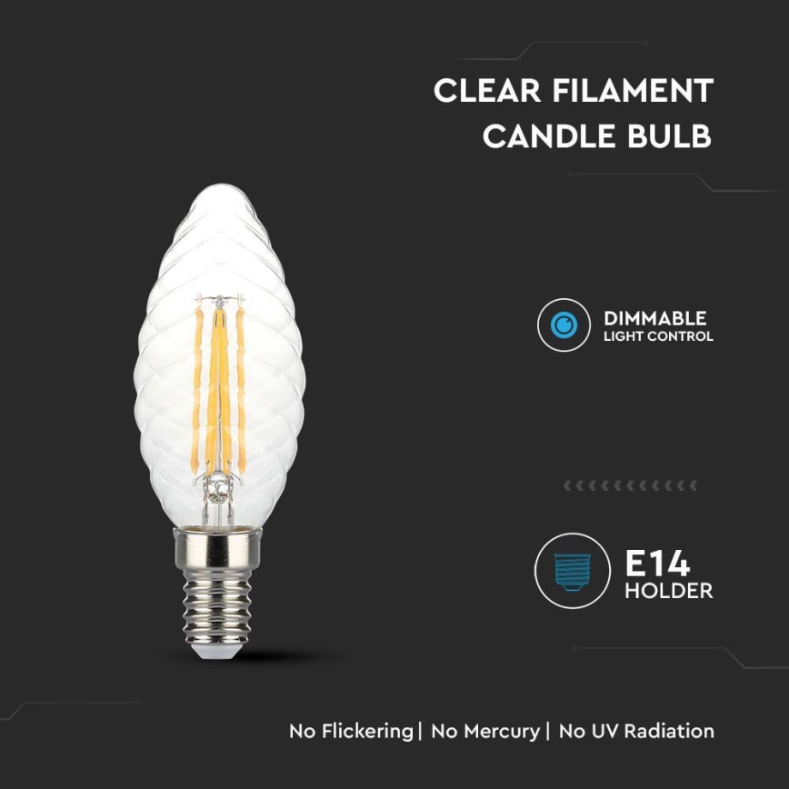 Himmennettävä LED-polttimo FILAMENT E14/4W/230V 3000K