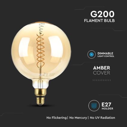 Himmennettävä LED-polttimo FILAMENT G200 E27/8W/230V 1800K
