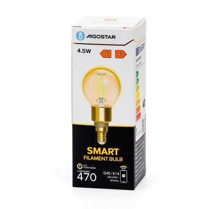 Himmennettävä LED-polttimo FILAMENT G45 E14/4,5W/230V 2700-6500K Wi-Fi - Aigostar