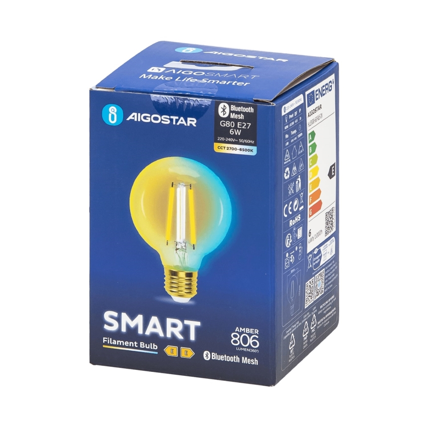 Himmennettävä LED-polttimo FILAMENT MESH Älykäs G80 E27/6W/230V 2700-6500K - Aigostar