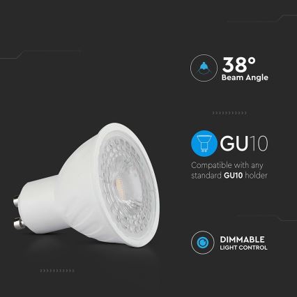 Himmennettävä LED-polttimo GU10/6W/230V 6500K 38°