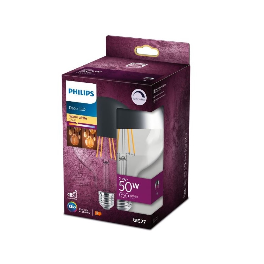 LED-himmennettävä polttimo peilikannalla DECO Philips G125 E27/7,2W/230V 2700K