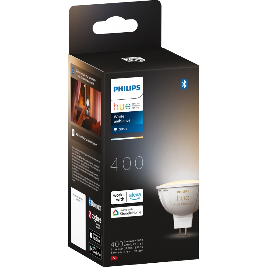 Himmennettävä LED-polttimo Philips Hue White Ambiance GU5,3/MR16/5,1W/12V 2200-6500K