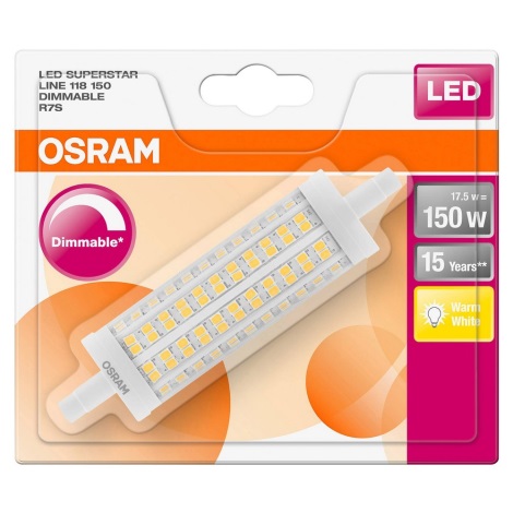 Himmennettävä LED-polttimo R7s/17,5W/230V 2700K - Osram 118mm