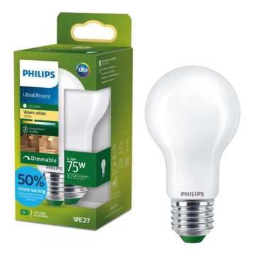 Himmennettävä LED-polttimo ULTRAEFFICIENT Philips A60 E27/5,2W/230V 2700K