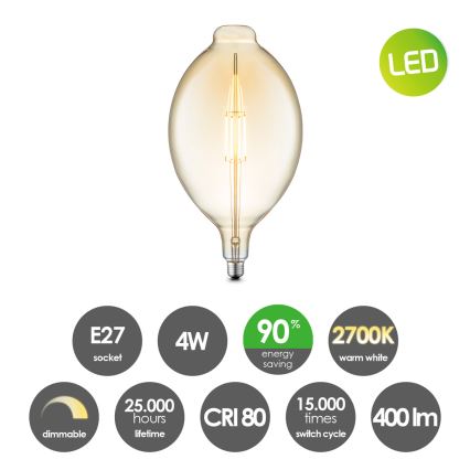 Himmennettävä LED-polttimo VINTAGE EDISON E27/4W/230V 2700K