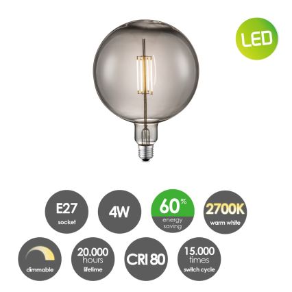 Himmennettävä LED-polttimo VINTAGE EDISON G180 E27/4W/230V 2700K