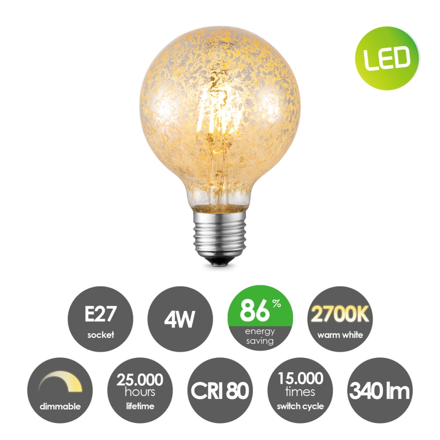 Himmennettävä LED-polttimo VINTAGE EDISON G95 E27/4W/230V 2700K