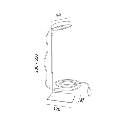LED-himennettävä pöytälamppu kasvien kasvatukseen VERDI LED/5W/5V 1300K CRI 95 musta