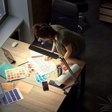 LED himmennettävä kosketusohjattu taivutettava pöytälamppu klipsillä LED/10W/5/230V 3000/4000/6000K musta