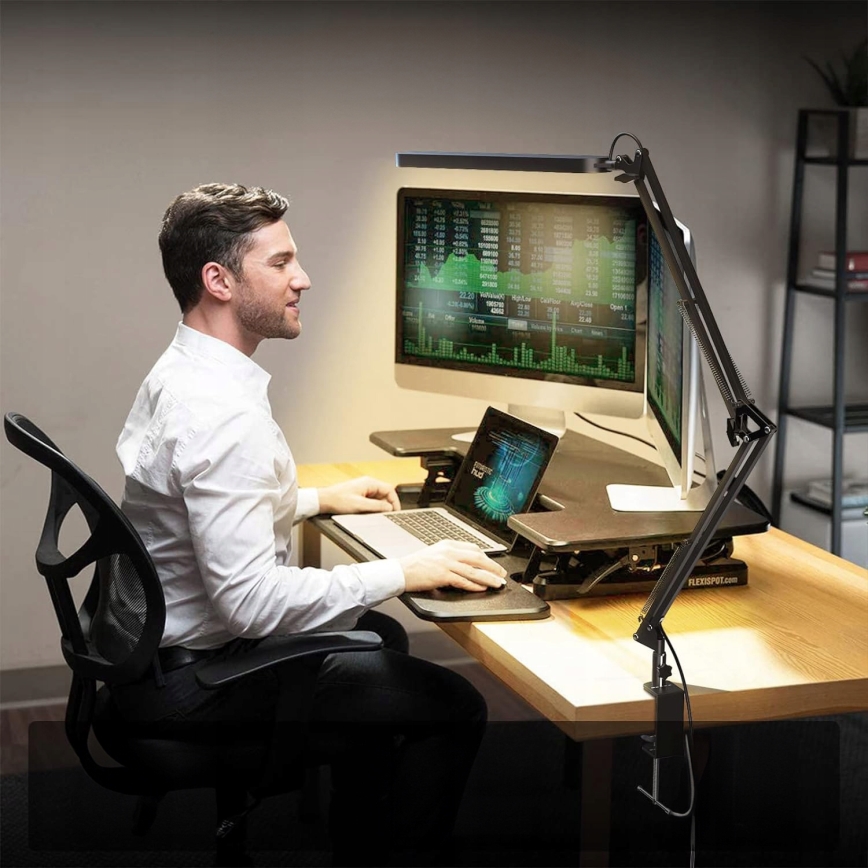 LED himmennettävä kosketusohjattu taivutettava pöytälamppu klipsillä LED/10W/5/230V 3000/4000/6000K musta