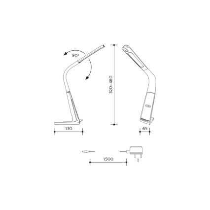 LED himmennettävä pöytävalaisin langattomalla latauksella ja liiketunnistimella LORD EVO LED/8W/230V 3000K/4500K/6000K musta