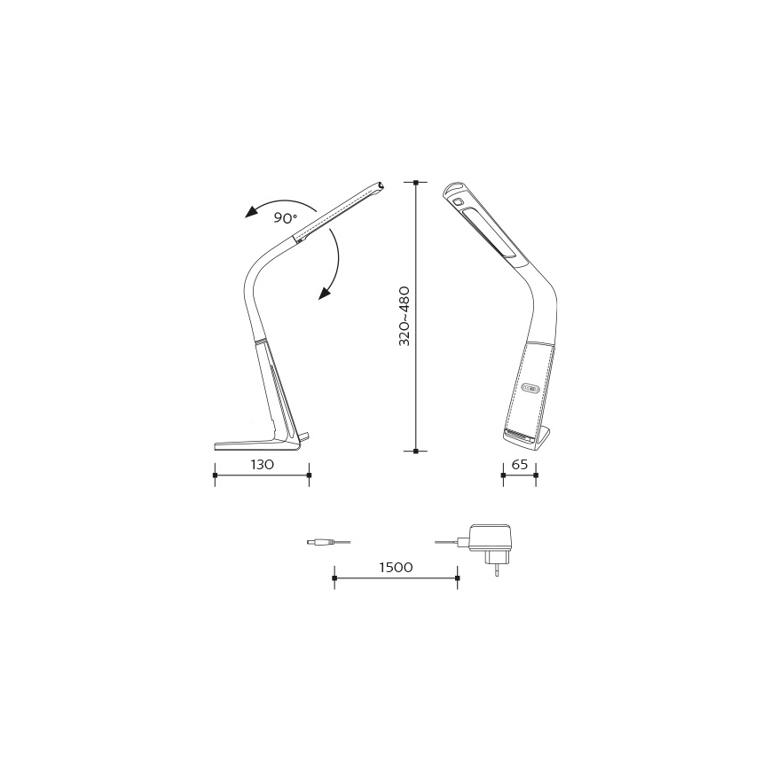 LED himmennettävä pöytävalaisin langattomalla latauksella ja liiketunnistimella LORD EVO LED/8W/230V 3000K/4500K/6000K musta