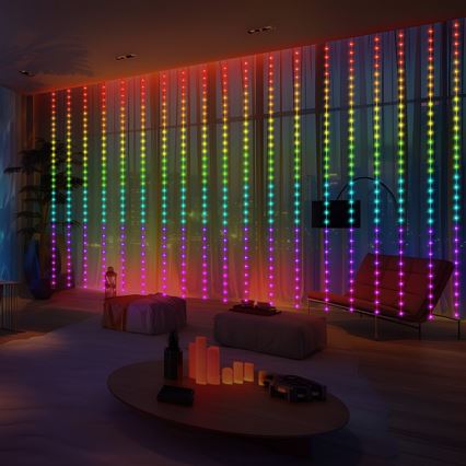 Himmennettävä LED RGB -valoverho WIZARD 300xLED/USB 3x3m + kauko-ohjain