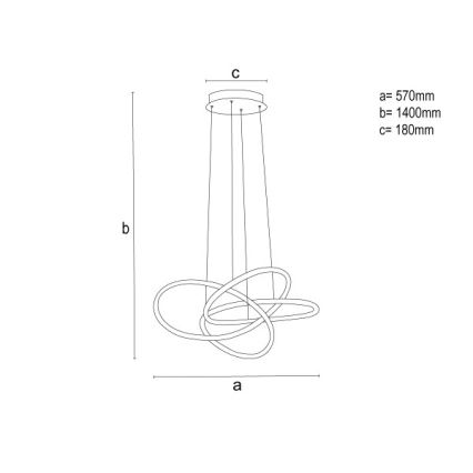 Himmennettävä LED-riippuvalaisin kaapelilla LED/95W/230V 3000-6500K halkaisija 57 cm + kauko-ohjain