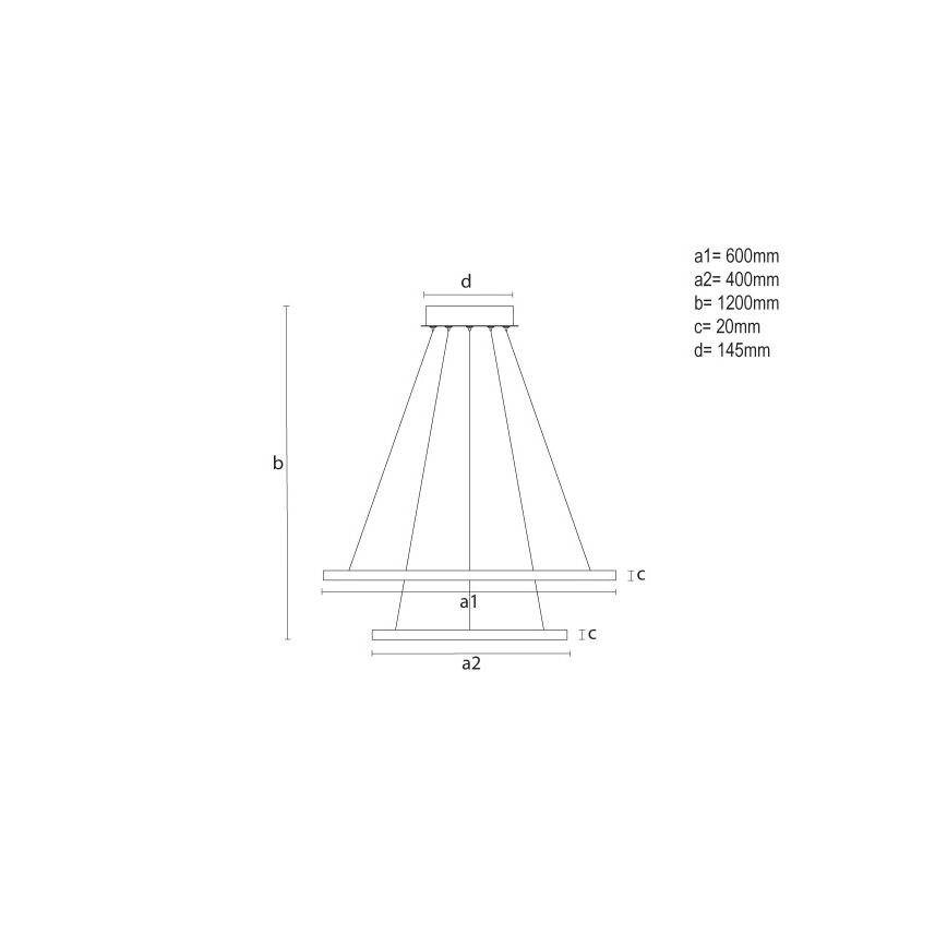 LED-himmennettävä riippuvalaisin vaijerilla LED/55W/230V 3000–6500K Ø 60 cm + kaukosäädin