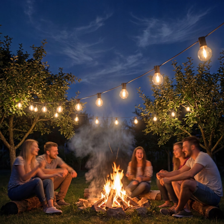 Himmennettävä LED-ulkovaloketju 36xE12/1W/24/230V 22,35 m IP65 musta + kaukosäädin