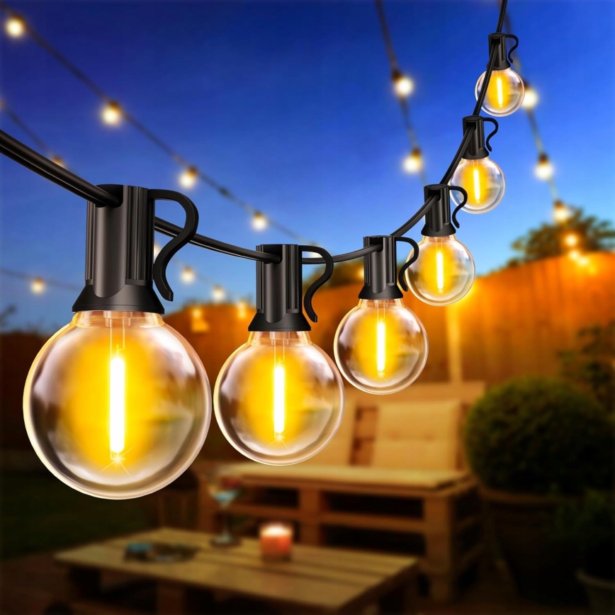 Himmennettävä LED-ulkovaloketju 36xE12/1W/24/230V 22,35 m IP65 musta + kaukosäädin