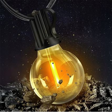 Himmennettävä LED-ulkovaloketju 36xE12/1W/24/230V 22,35 m IP65 musta + kaukosäädin