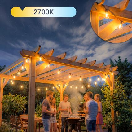 Himmennettävä LED-ulkovaloketju 36xE12/1W/24/230V 22,35 m IP65 musta + kaukosäädin
