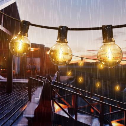 LED-himmennettävä ulkokoristevaloketju 25xE12/1W/24/230V 17,5 m IP65 musta + kaukosäädin