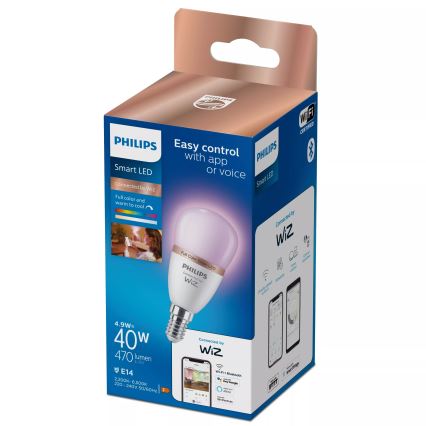 Himmennettävä RGB-LED-lamppu Philips SMART P45 E14/4,9W/230V 2200-6500K CRI 90