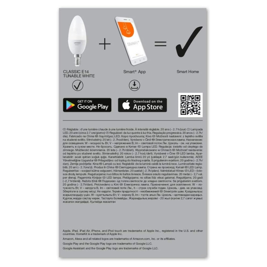 Himmennettevä LED-polttimo SMART+ E14/5W/230V 2700K-6500K Wi-Fi - Ledvance