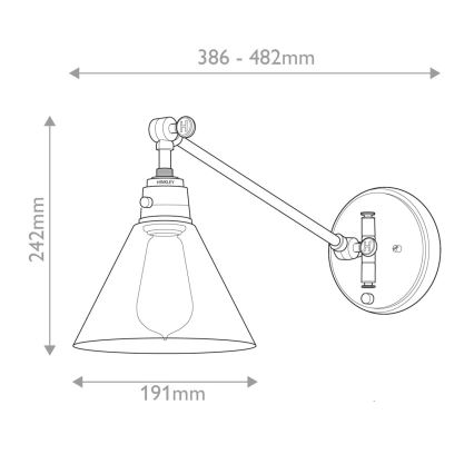Hinkley - Seinävalaisin ARTI 1xE27/60W/230V messinki