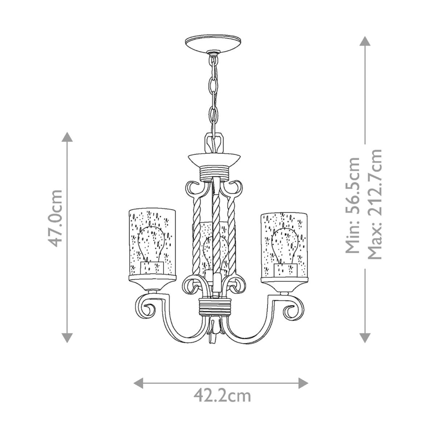 Hinkley - Kattokruunu ketjussa CASA 3xE27/60W/230V