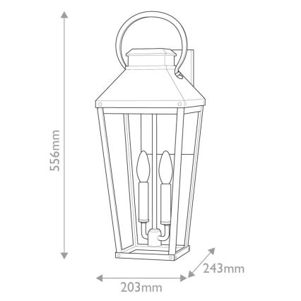 Hinkley - Ulkoseinävalaisin DAWSON L 2xE14/40W/230V IP44 musta