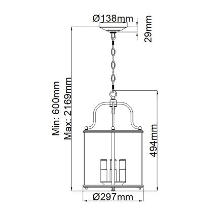 Hinkley - Kattokruunu ketjulla GENTRY 4xE14/60W/230V kultainen