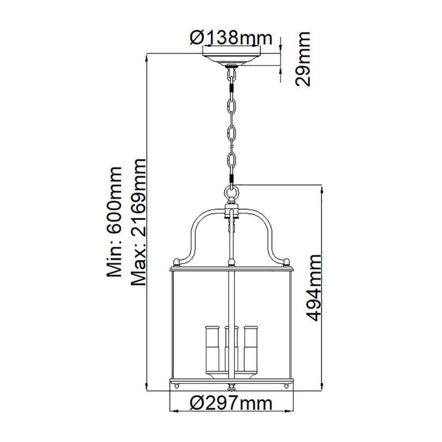 Hinkley - Ketjulla ripustettava kattokruunu GENTRY 4xE14/60W/230V kiiltävä kromi