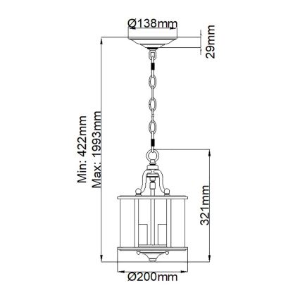 Hinkley - GENTRY-riippuvalaisin ketjukannikkeella, 3xE14/60W/230V, kiiltävä kromi