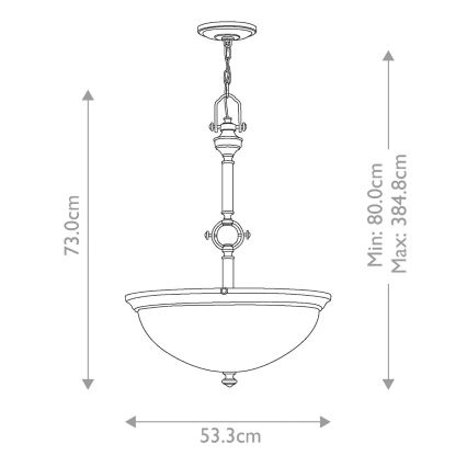 Hinkley - Kattokruunu ketjussa MAYFLOWER 3xE27/60W/230V